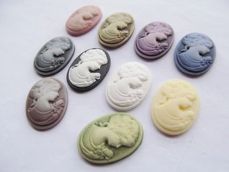 Oval Resin Cameo Charms — 20 Piece Flatback Jewelry Finding Set