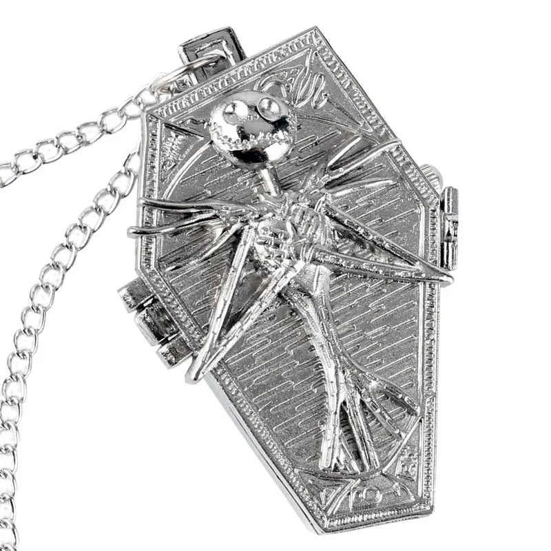 YISUYA Gothic Skull Pocket Watch — Vintage Quartz Pendant Necklace