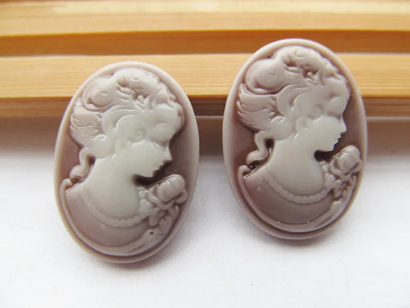 Oval Resin Cameo Charms — 20 Piece Flatback Jewelry Finding Set
