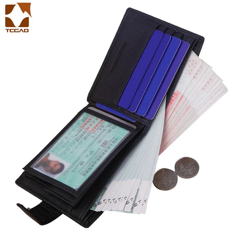 Men's Genuine Cow Leather Wallet — Vintage Style Compact Bifold