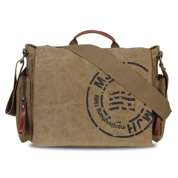LANGSEN Men's Canvas Messenger Bag — Vintage Crossbody Travel Handbag
