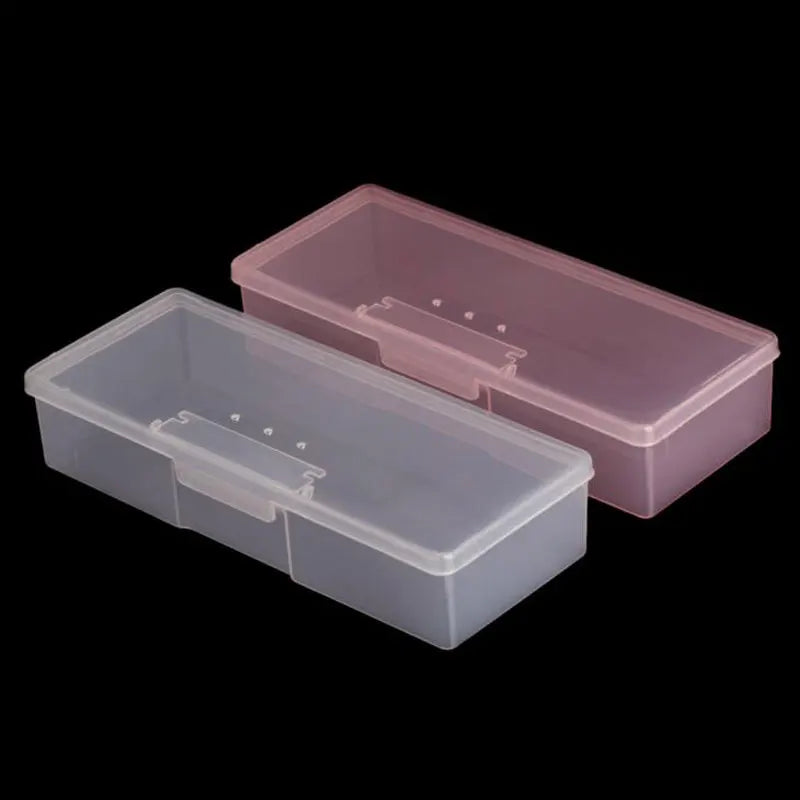 Nail Art Storage Box — Translucent Organizer for Brushes and Files