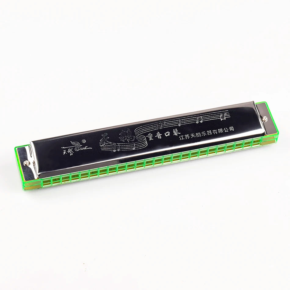 24-Hole Octave Harmonica — Professional C Tone Woodwind Instrument