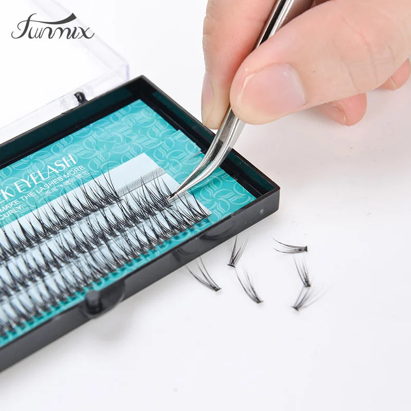 FUNMIX Silk False Eyelashes — 10D Handmade Lash Extensions, C Curl
