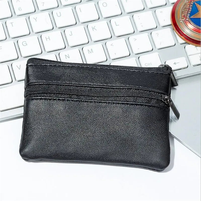 JZIMUSE Compact Leather Coin Purse — Small Zippered Money Pouch & Key Holder