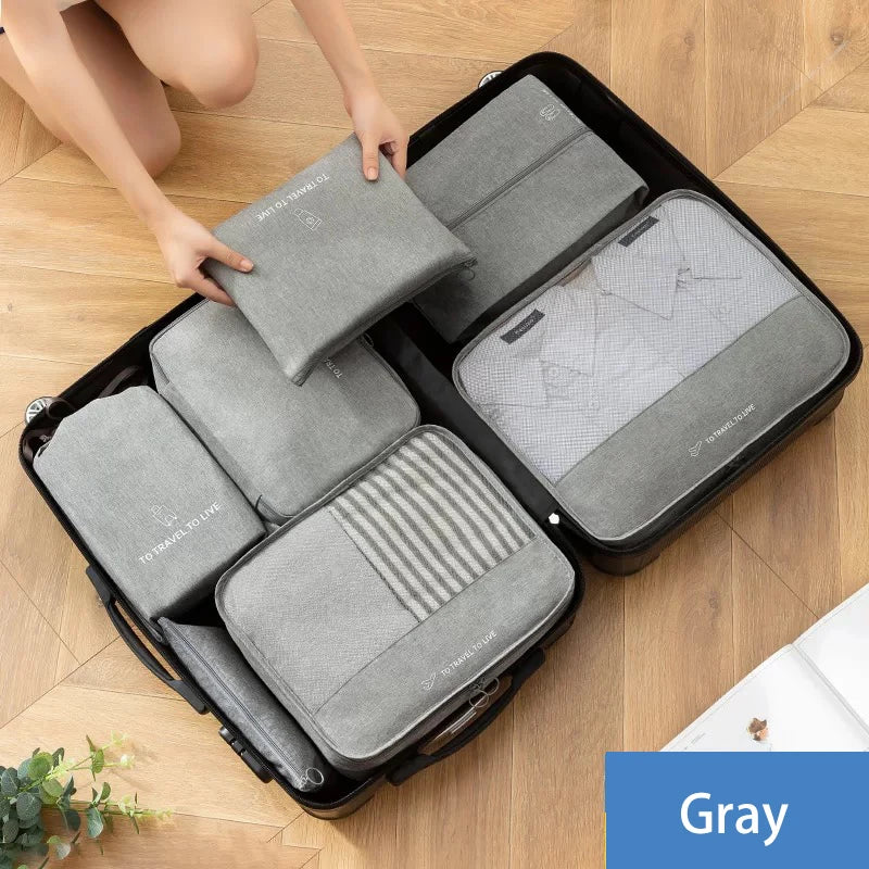 7-Piece Travel Organizer Set — Suitcase Storage Bags for Clothes and Accessories