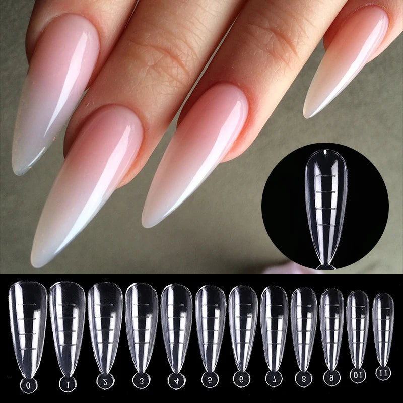 Full Cover Sculpted Clear Nail Tips — DIY Coffin Extension System