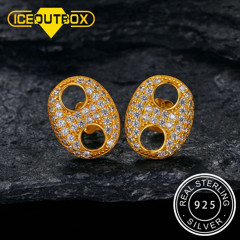 ICEOUTBOX 925 Sterling Silver Stud Earrings — Iced Out Cubic Zirconia Jewelry