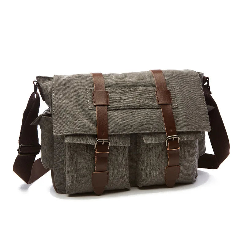 TOURISTGEAR Men's Canvas Messenger Bag — Vintage Crossbody Shoulder Bag