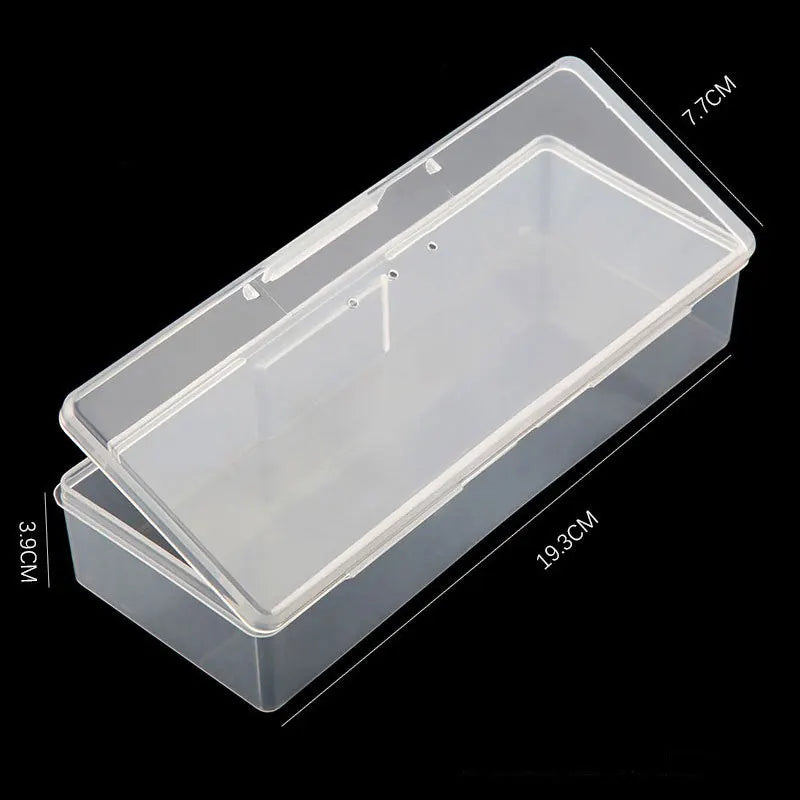 Nail Art Storage Box — Translucent Organizer for Brushes and Files