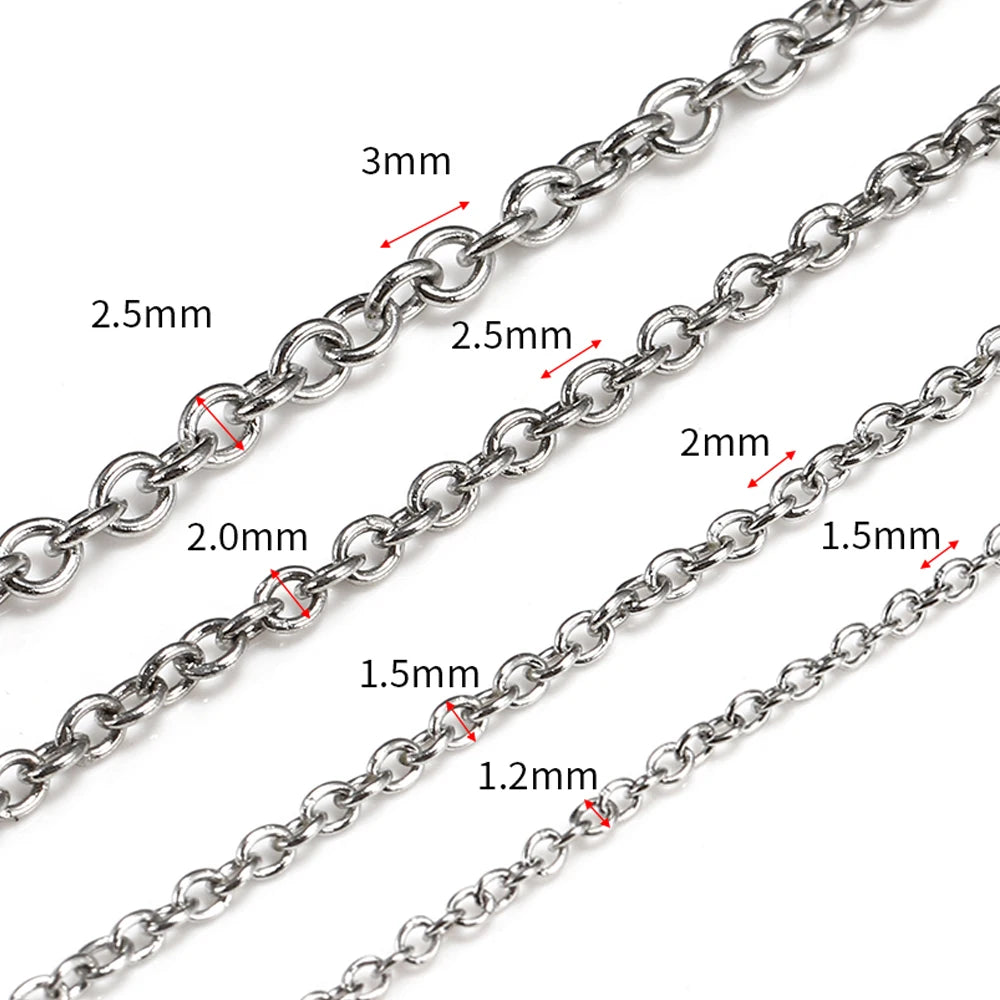 MINGXUAN Stainless Steel O Shape Link Chain — 10M Roll for DIY Jewelry Making