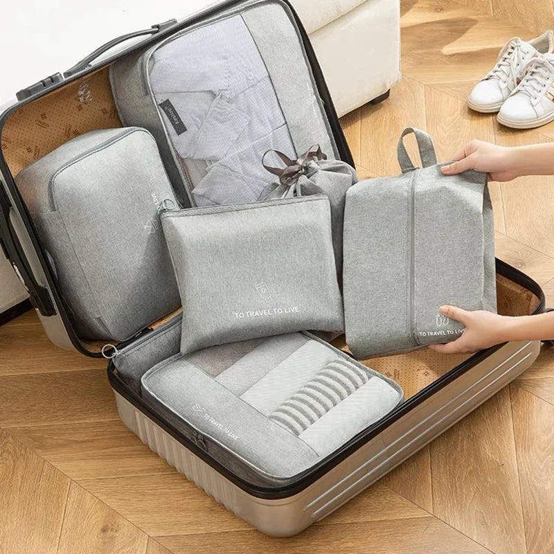 7-Piece Travel Organizer Set — Suitcase Storage Bags for Clothes and Accessories