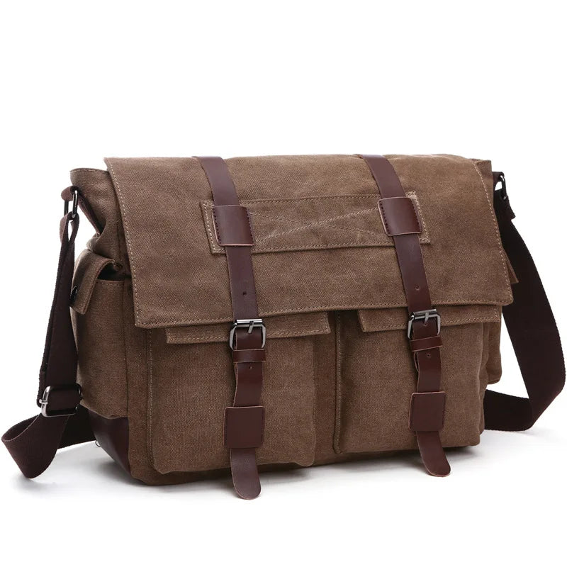 TOURISTGEAR Men's Canvas Messenger Bag — Vintage Crossbody Shoulder Bag