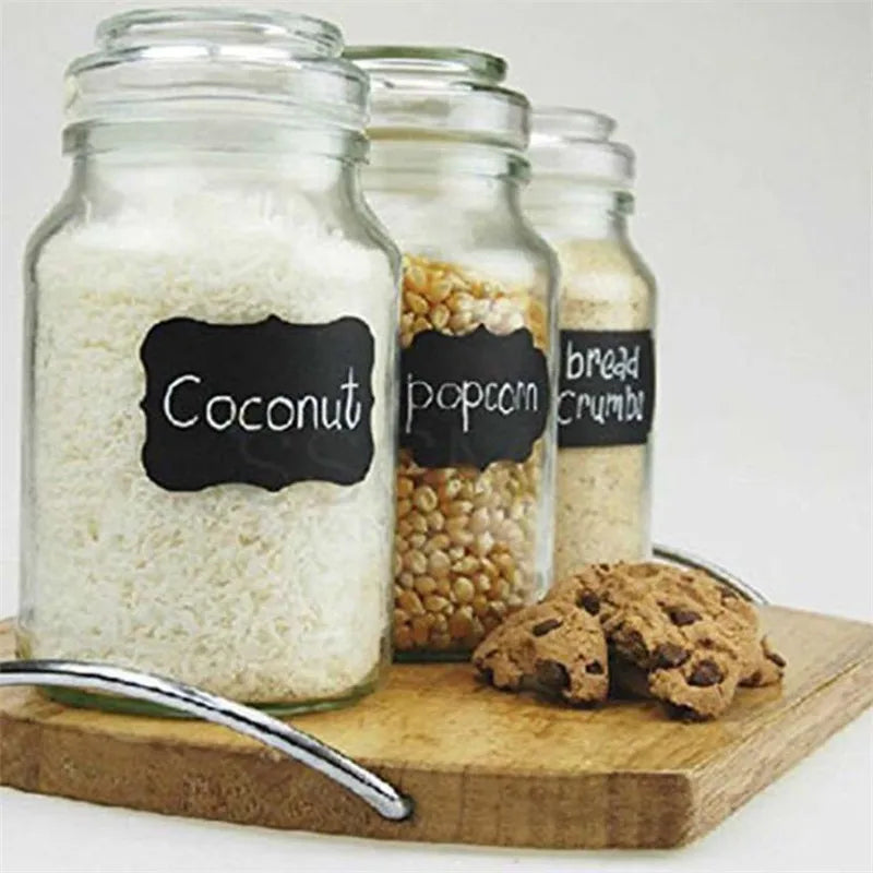 Chalkboard Kitchen Jar Labels — 48-Piece Set for Spice & Food Storage