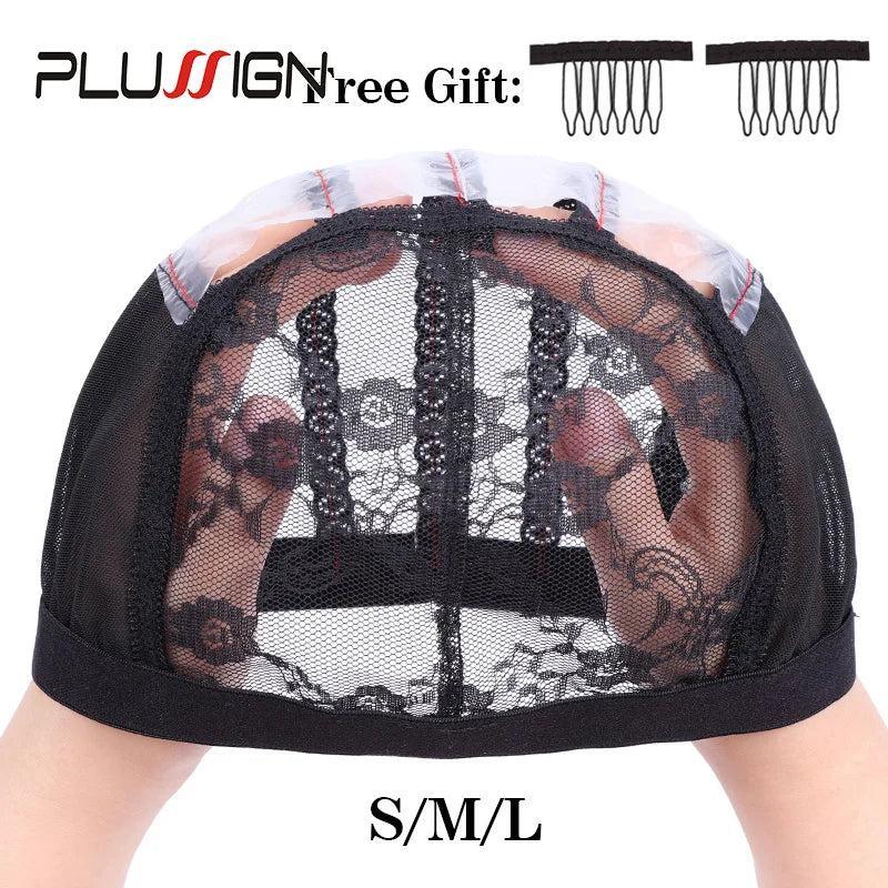 plussign Wig Net Cap Set — Breathable Mesh Weaving Cap with Hair Combs