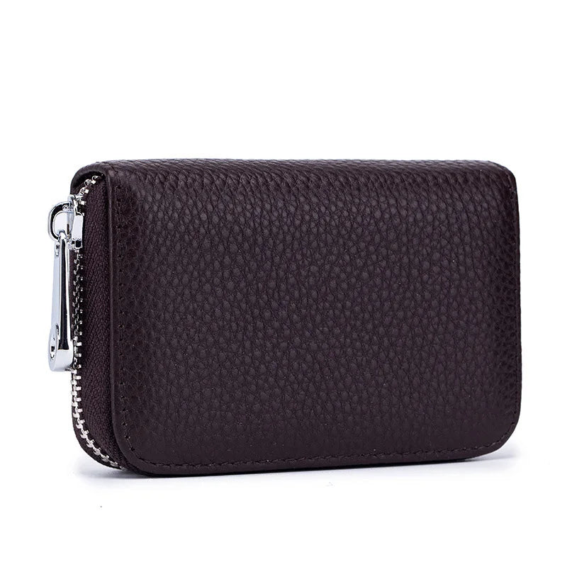 famicare Genuine Leather Mini Wallet — RFID Protected Card Holder & Coin Purse
