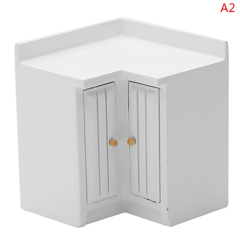 MYPANDA 1:12 Scale Wooden Dollhouse Kitchen Set — Miniature Sink and Cabinet Furniture