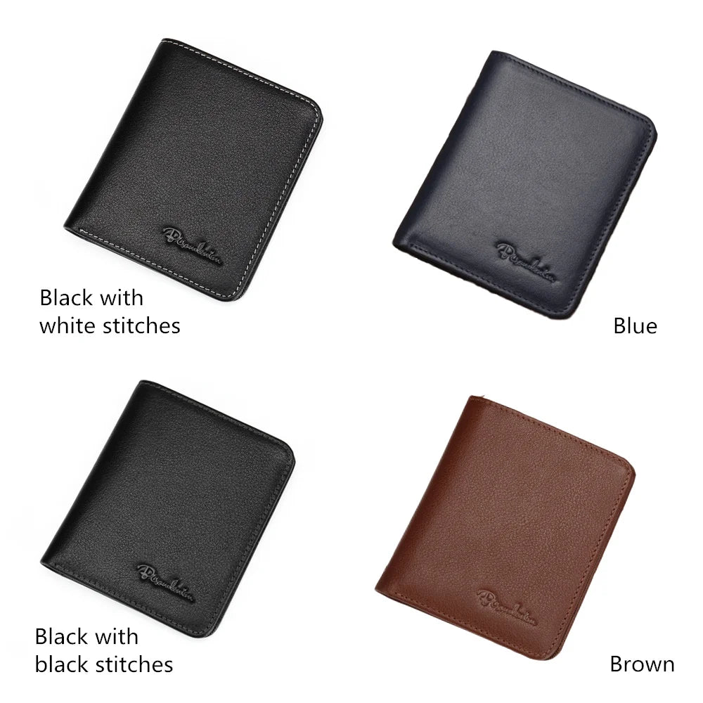 BISON DENIM Genuine Leather Wallet — Slim Men's Card Holder & Mini Purse