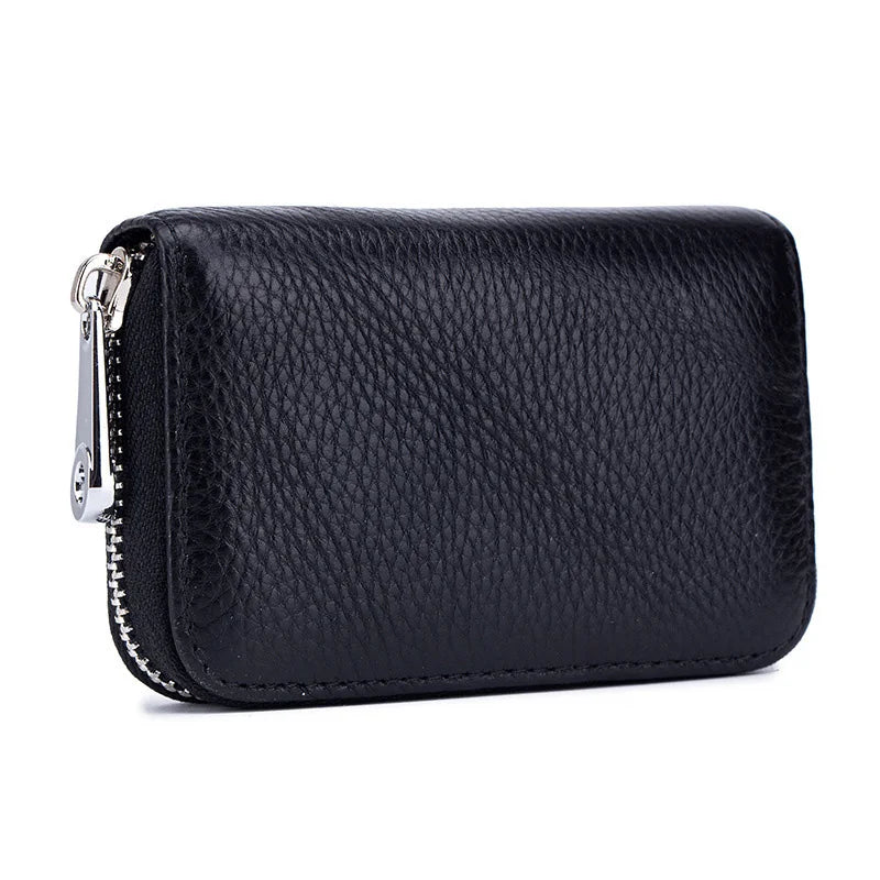 famicare Genuine Leather Mini Wallet — RFID Protected Card Holder & Coin Purse