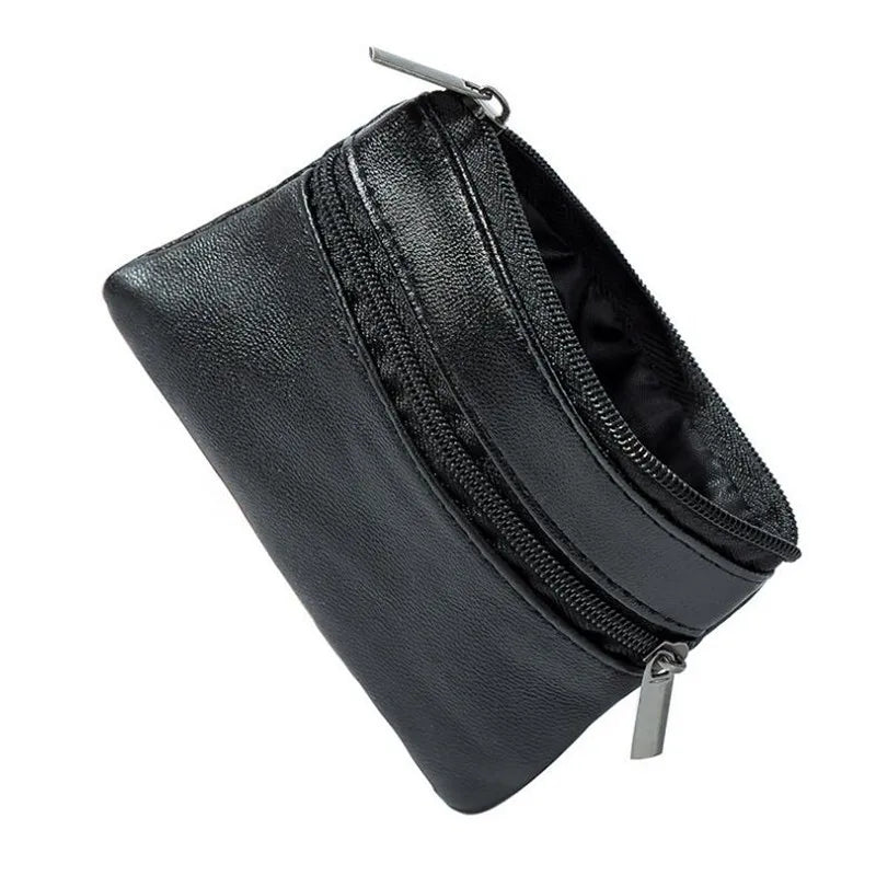 Black PU Leather Mini Wallet — Compact Multi-Function Coin Purse & Card Holder