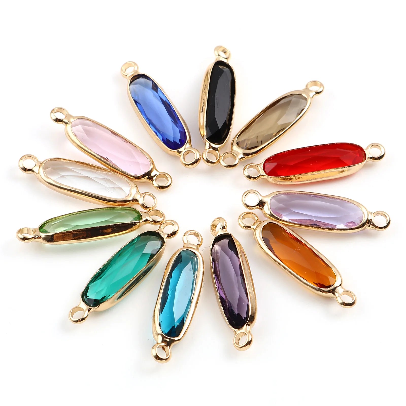 DoreenBeads Oval Glass Connectors — Gold Color Jewelry Findings for DIY Necklaces