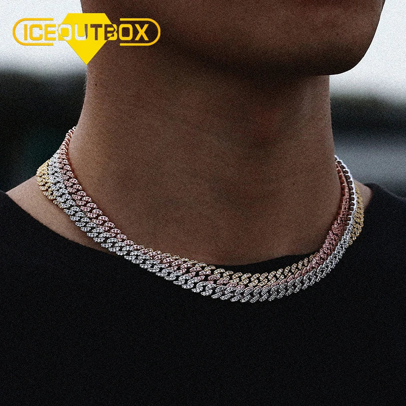 ICEOUTBOX Iced Out Cuban Link Chain — Bling Rhinestone Hip Hop Jewelry