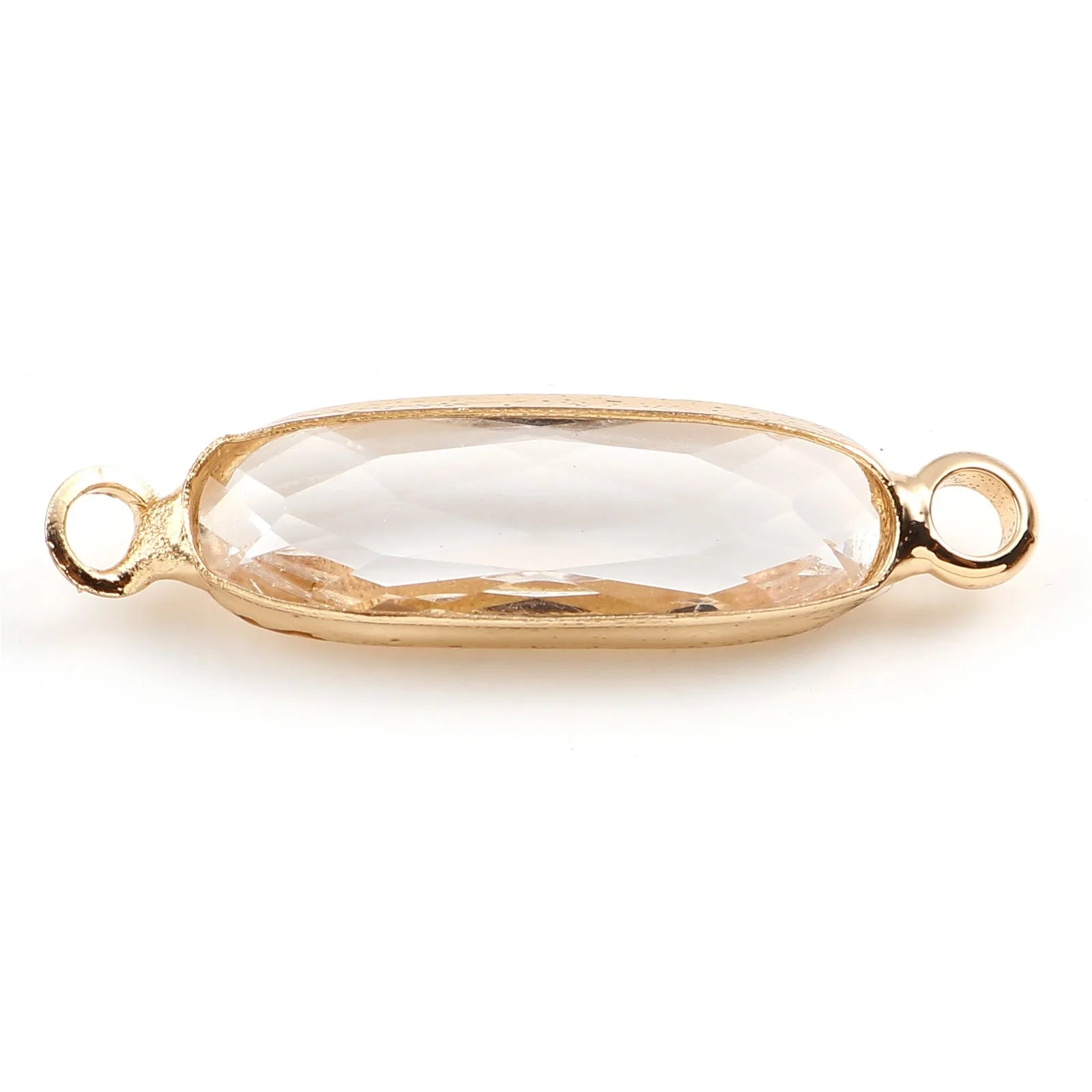 DoreenBeads Oval Glass Connectors — Gold Color Jewelry Findings for DIY Necklaces