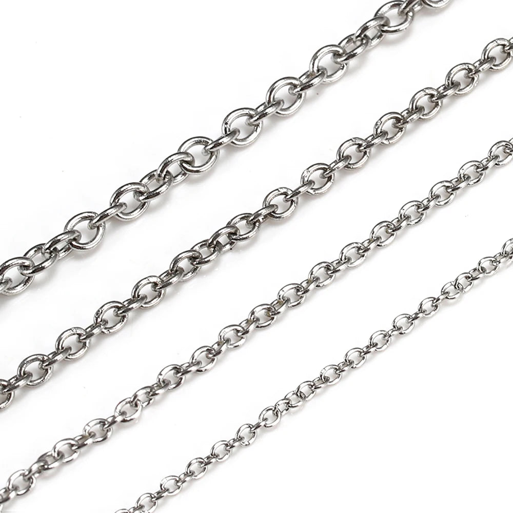 MINGXUAN Stainless Steel O Shape Link Chain — 10M Roll for DIY Jewelry Making