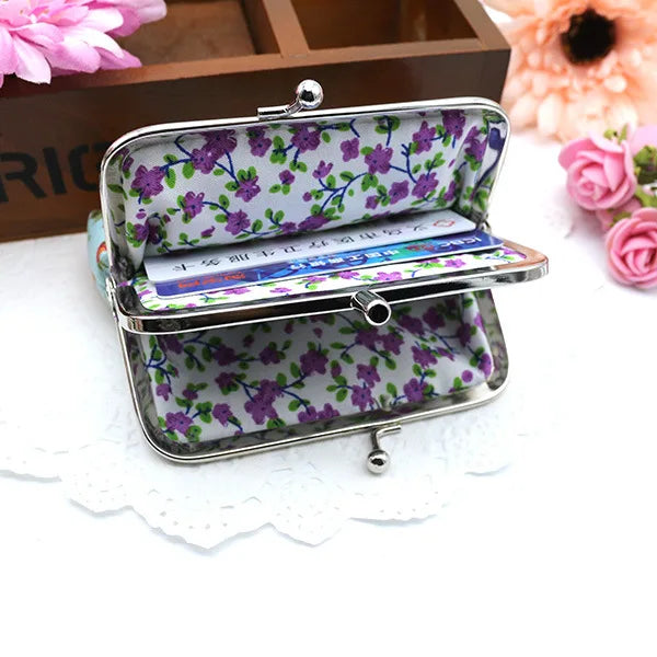 Floral Print Canvas Coin Purse — Compact Mini Pouch for Keys and Cards