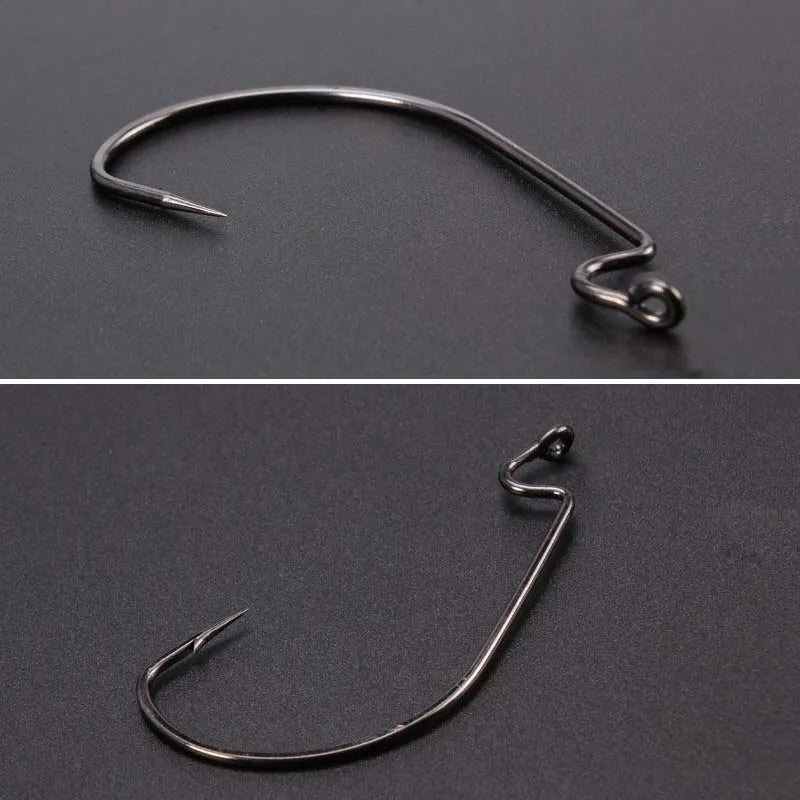 facifa Wide Gap Worm Fishing Hooks — High Carbon Steel Lures with Storage Box