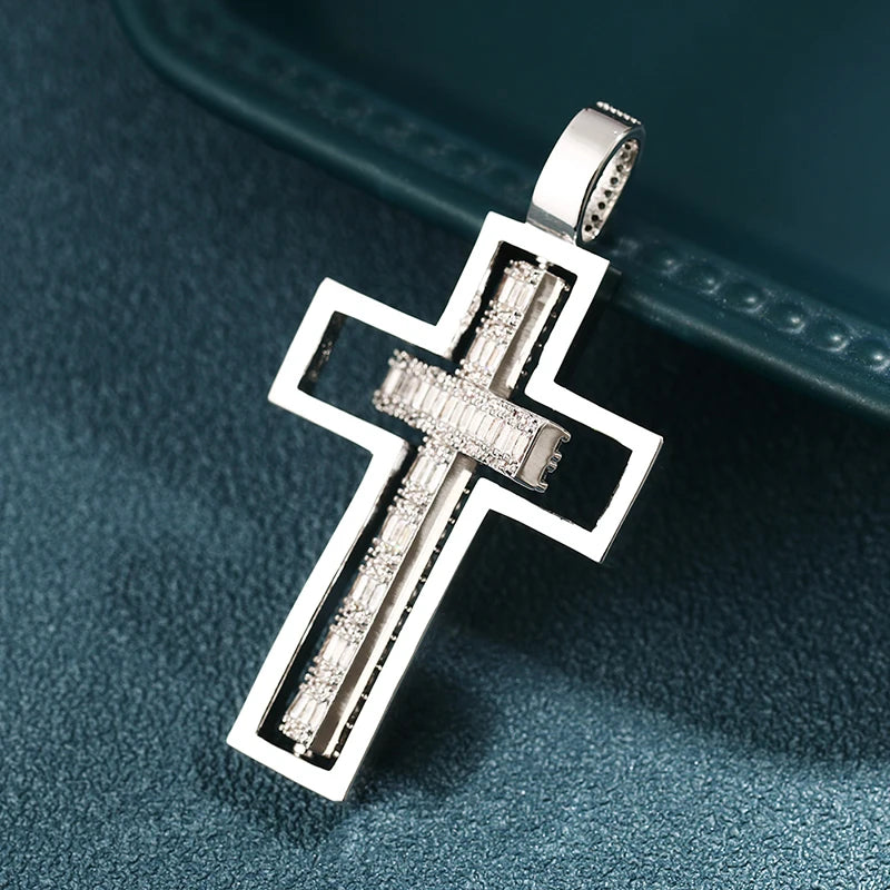 ICEOUTBOX Rotatable Cross Pendant — Hip Hop Cubic Zirconia Necklace