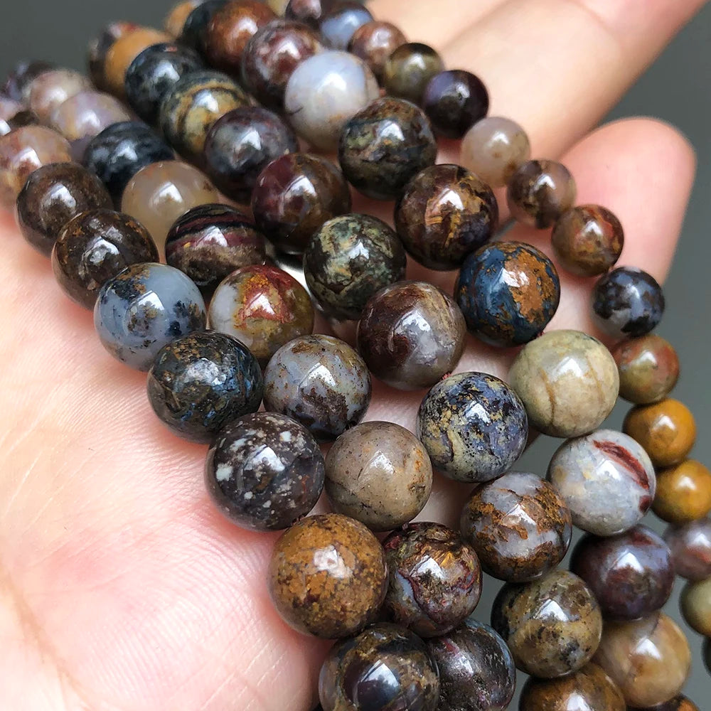 Natural Pietersite Jasper Beads — Brown Stone Rondelle for Jewelry Making