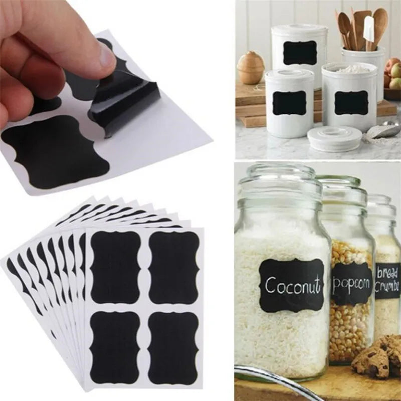 Chalkboard Kitchen Jar Labels — 48-Piece Set for Spice & Food Storage