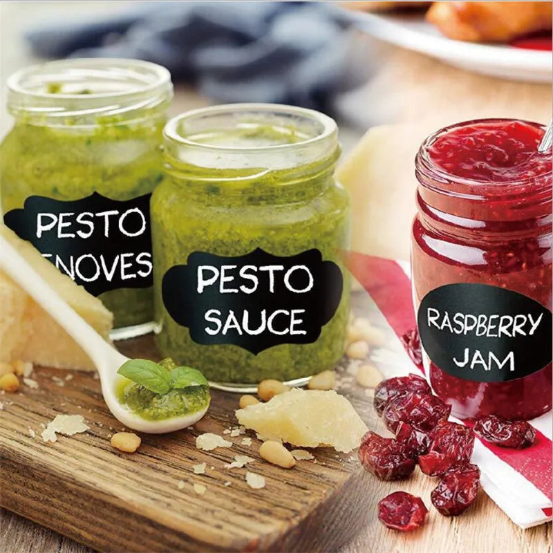 Chalkboard Kitchen Jar Labels — 48-Piece Set for Spice & Food Storage