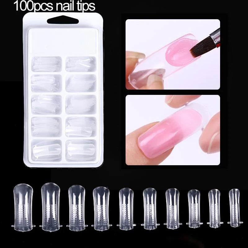 NICOLE DIARY Full Cover Nail Extension Tips — Clear Sculpted Gel Molds