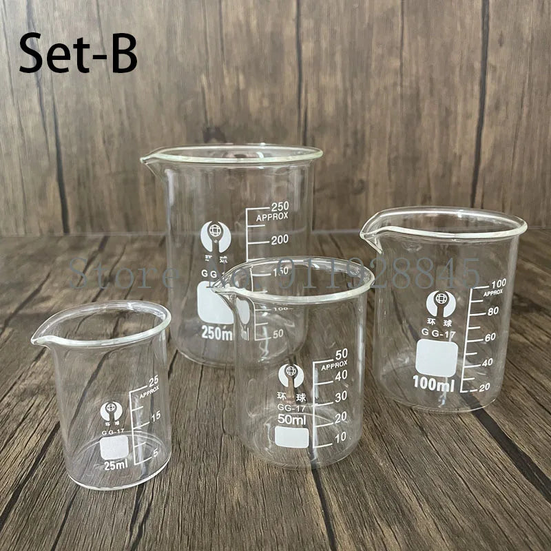 Borosilicate Glass Beaker Set — Heat-Resistant Laboratory Measuring Cups