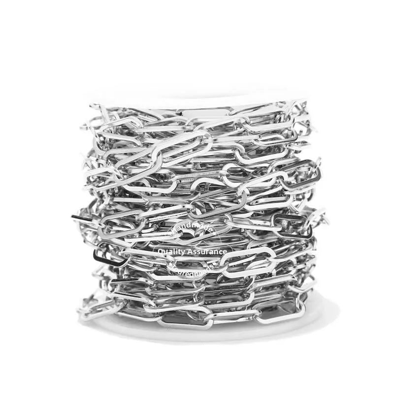 Stainless Steel Paperclip Chain — 6.5mm Flat Oval Cable for Jewelry Making