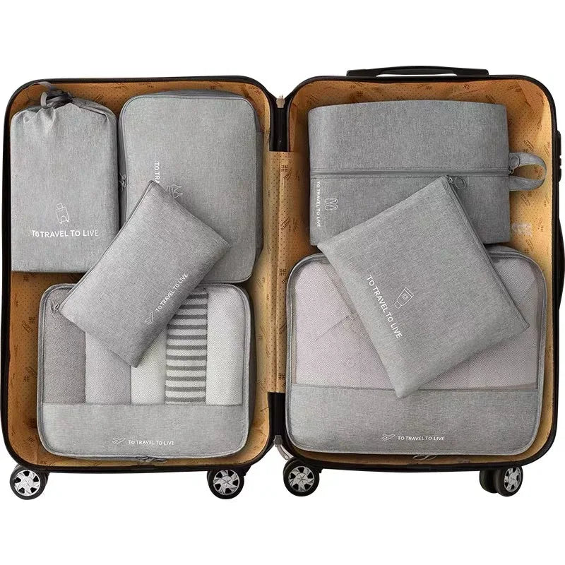 7-Piece Travel Organizer Set — Suitcase Storage Bags for Clothes and Accessories