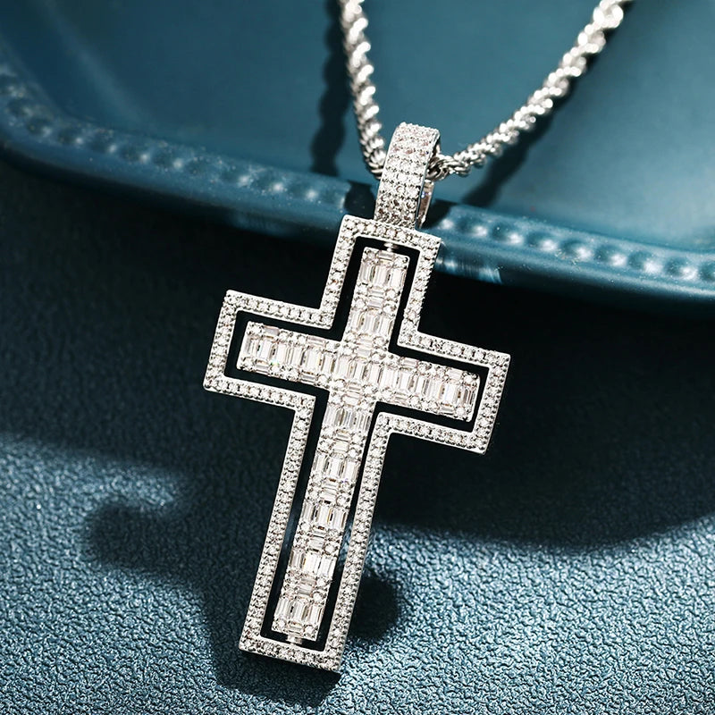 ICEOUTBOX Rotatable Cross Pendant — Hip Hop Cubic Zirconia Necklace