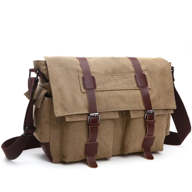 TOURISTGEAR Men's Canvas Messenger Bag — Vintage Crossbody Shoulder Bag