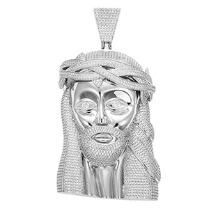 ICEOUTBOX Jesus Head Pendant Necklace — Bling Hip Hop Jewelry with Zircon