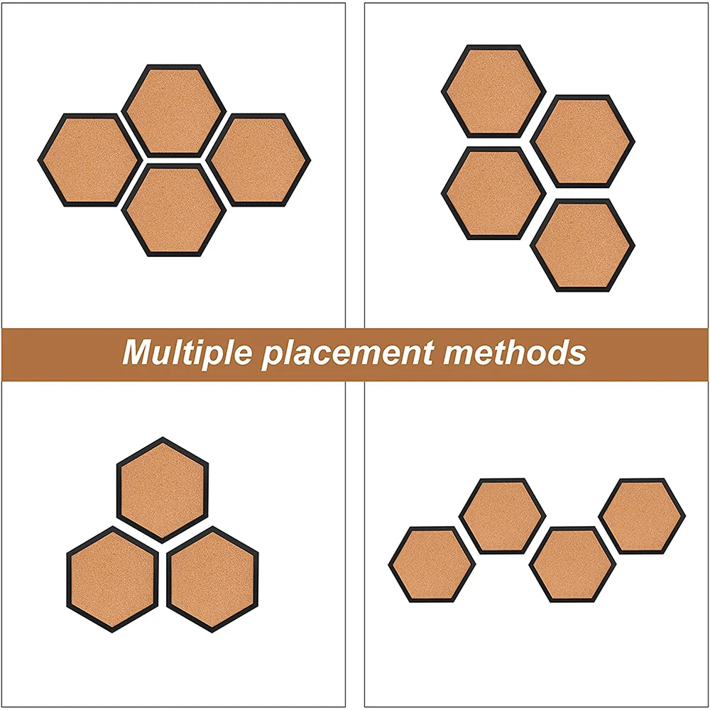 XD-TOPQC Hexagon Cork Board — Decorative Wooden Frame Bulletin Board