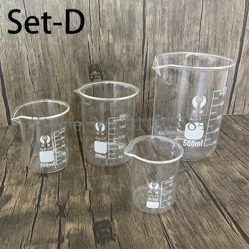 Borosilicate Glass Beaker Set — Heat-Resistant Laboratory Measuring Cups