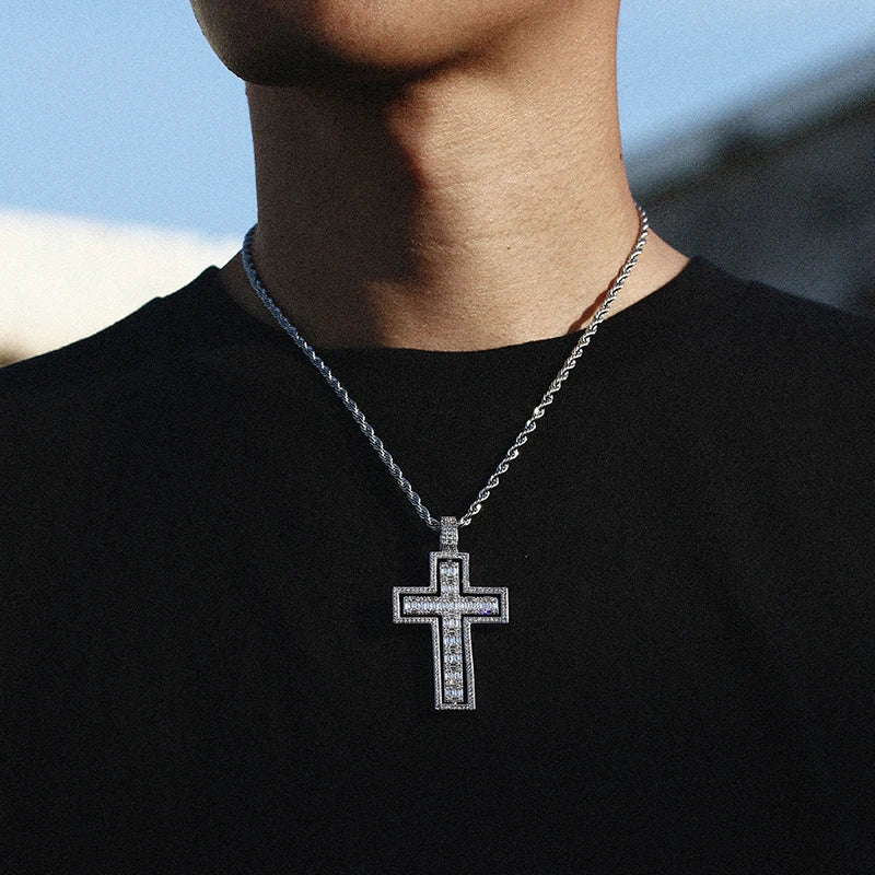 ICEOUTBOX Rotatable Cross Pendant — Hip Hop Cubic Zirconia Necklace