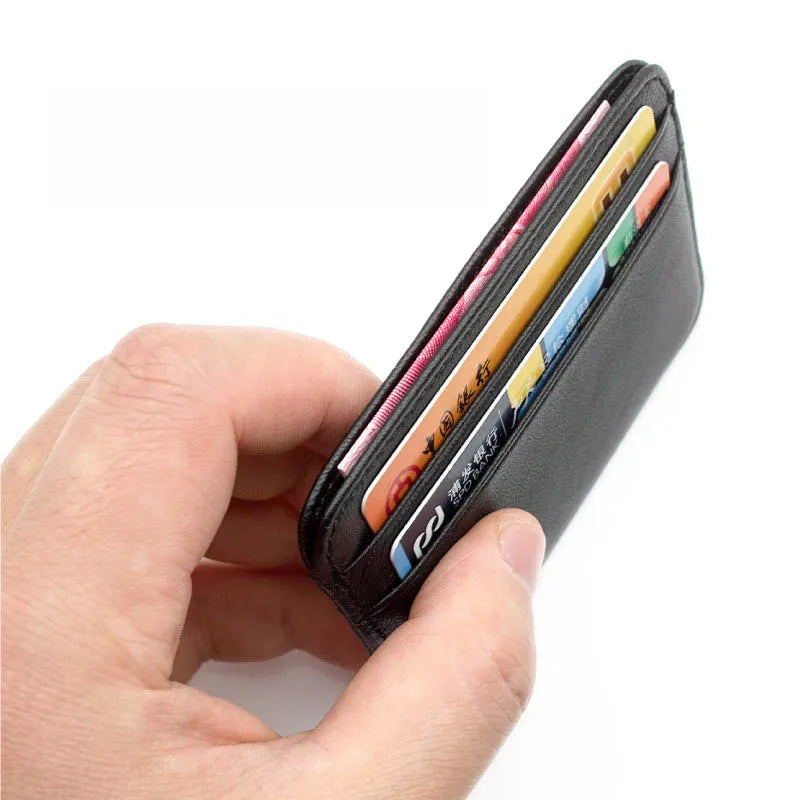 Slim Sheepskin Genuine Leather Wallet — Minimalist Card & ID Holder