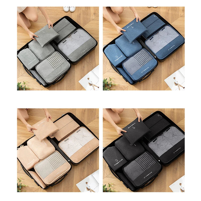 7-Piece Travel Organizer Set — Suitcase Storage Bags for Clothes and Accessories