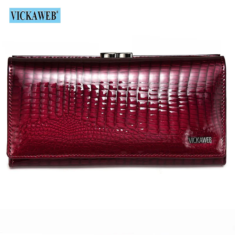 VICKAWEB Genuine Leather Alligator Pattern Wallet — Long Multifunctional Clutch