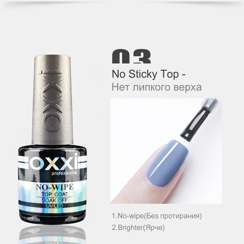 OXXI Gel Polish Base and Top Coat Set — Professional Rubber Base & No-Wipe Finish