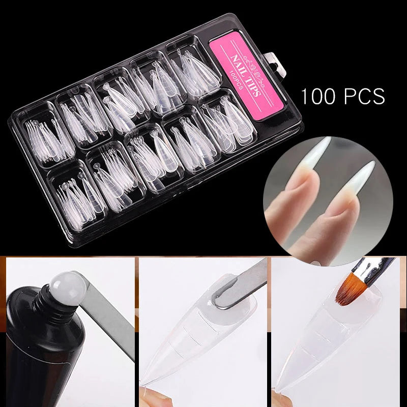 NICOLE DIARY Full Cover Nail Extension Tips — Clear Sculpted Gel Molds