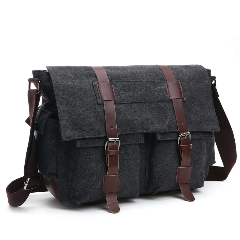 TOURISTGEAR Men's Canvas Messenger Bag — Vintage Crossbody Shoulder Bag